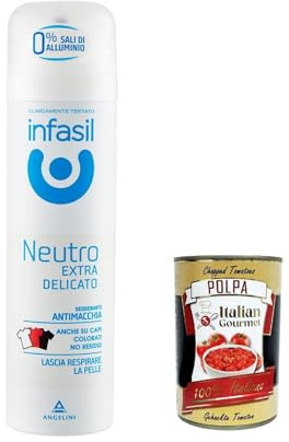 Italian Gourmet bundle für Infasil Neutro Extra Delicato Deo Spray 6×150g + Italian Gourmet polpa | 0% Aluminium | Antimacchia | Extra mild | Dermatologisch getestet | Frischer Schutz 48h