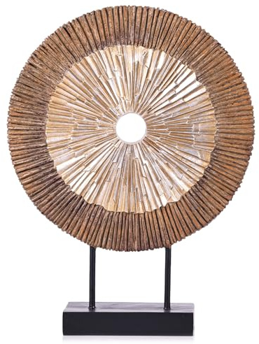 oliruim Holzfarbe, Heimdekoration, Skulptur, modern, rund, abstrakte Statue für Wohnzimmer, Akzentdekoration, Couchtisch, Bücherregal, Büro und Konsole, Mittelstück (Braungold)