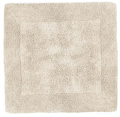 Allure Heavyweight Reversible Shower Mat, 100% Cotton, Super Soft, Washable, Square Bath Mat 55 x 55cm (Stone)