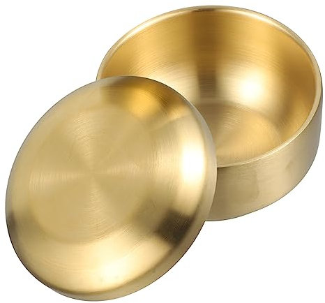 UTHCLO Stainless Steel Rice Bowl with Lid Korean Kitchenware Heat-Resistant Serving Bowl for Rice Soup and Edible Nest for Family and Restaurant Use