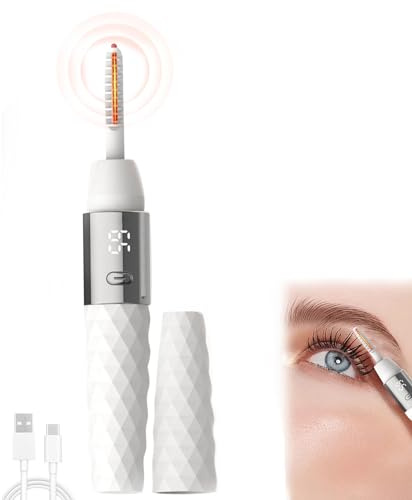 Beheizter Wimpernzange, Beheizbare Wimpernformer, Elektrische Wimpernbürste, Wiederaufladbarer USB-Wimpernzange mit 2 Temperaturmodi,350 mAh Kann Bei Volle 48 Stunden Lang (Weiß)