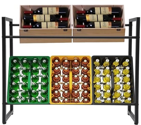 Getränkekisten Gestell, Getränkekistenregal Jede Etage kann ungefähr 110.2 Pfund Tragen, Kisten Regal, 32*104*82cm, für die Organisation von Getränken, Früchten, Bier usw (2-stufige Regale)