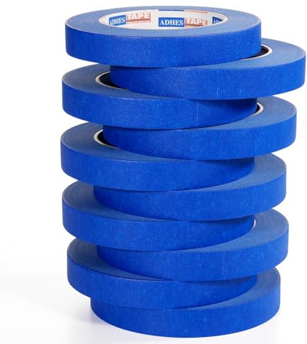 ADHES Blue Painters Tape Blaues Malerkrepp, 18mm x 55m x 10 Rollen, Malerklebeband kreppklebeband UV-beständig Kreppband Malerband für Malerarbeiten,Saubere Kanten,Keinerlei Rückstände