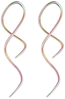 ZS 1 Paar Spirale Twist Ohrringe Körper Piercing Schmuck Edelstahl Baumeln Taper Ohrringe Twisting Hanging Loop 10G - 16G Piercing Taper, 16g(1.2mm), Edelstahl, Kein Edelstein