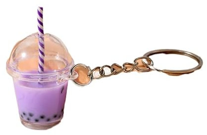Porte - Clés 2 Pièces De Bubble Tea Porte-Clés Tasse À Café Pendentif Violet