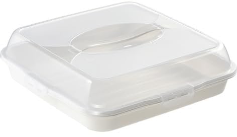 KADAX Kuchenbox mit Deckel, Kuchenbehälter aus Kunststoff, Transport-Box mit Griff, Kastenform, für Blechkuchen Muffins, rechteckig, Lebensmittelbox (Weiß)