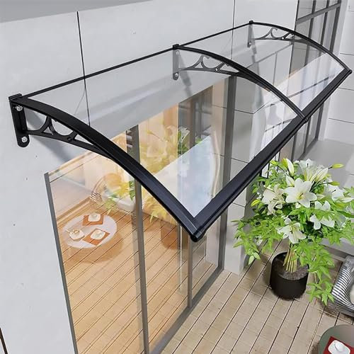 Wetterfeste Türvordach,Vordach Haustür Überdachung, Fenster Türüberdachung,Haustürdach Regenschutz Pultbogenvordach, Türvordach für Eingangsbereich, Diverse Größen,80×300cm/32×118in