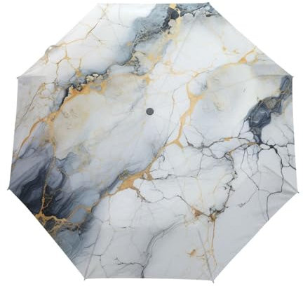 Marbre Granit Cuivre Métallisé Blanc Parapluie Pliant Enfant Garçons Filles Automatique Protection UV Parapluies Coupe-Vent pour Voyager