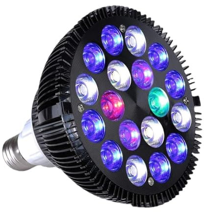 LED Aquarium Lights Bulb, 18W Saltwater Fish Tank Light Full Spectrum Aquatic Plants Grow Lamp Refugium Light, 5 Colors LEDs Reef Lights for Coral Marine Algae Turtle Habitat