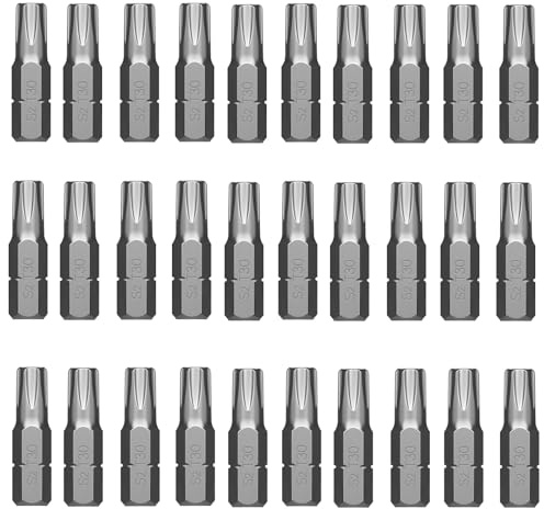 Jyvex Punta T30 Torx, 30 unidades Torx T30, acero S2, longitud: 25 mm