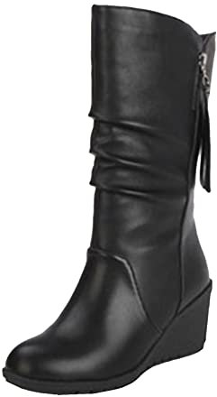 2022 Alta Botas de tacon alto Mujer Fiesta Zapatos de cuero Otoño Invierno Botas de Nieve Cómodos Botines de cuña Moda Sexy Delgado Botas altas Tacon Tobillo caliente Botas de Agua Talla grande