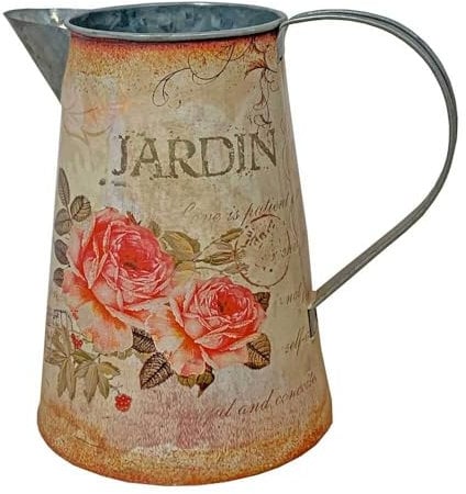 Deko Krug Zink Rosen Zinkkrug Gießkanne Jardin Zinkkanne Vintage-Stil