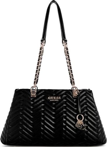 GUESS Damen Anning Schultertasche Umhängetasche, Schwarz