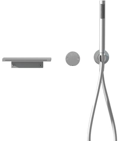 BiaoTeng Grifo de Bañera de Pared Empotrado Monomando de 3 Orificios de Latón Frío y Caliente Grifo para Bañera y Ducha plata Cepillada