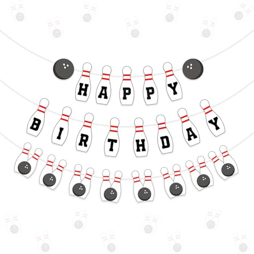 Bowling Geburtstag Party Dekorationen Set Happy Birthday Bowling Banner Girlanden Bowling Happy Birthday Banner Bowlingbahn Themed Girlanden für Jungen Geburtstag Party Baby Shower Fun Party Supplies