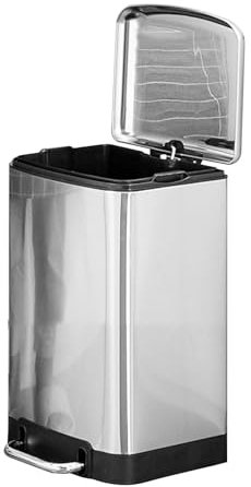 Opvonxeh Trash Can With Foot Pedal, Garbage Bin Step Trash Bin, Large Capacity Waste Bin, Stainless Steel Kitchen Trashcan With Lid, Easy Clean Wastebasket, Foot Pedal Trash Bin With Lid