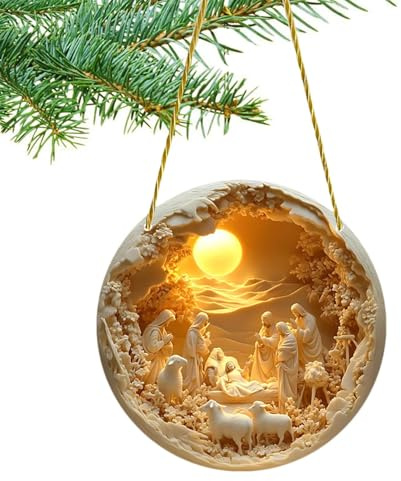 Weihnachten Jesus Krippe Ornamente, Weihnachtskrippe Weihnachtsbaumschmuck, 2D Acryl Christlicher Baumschmuck, Weihnachtsdeko Krippe Hängedeko Für Weihnachtsbaum, Wand