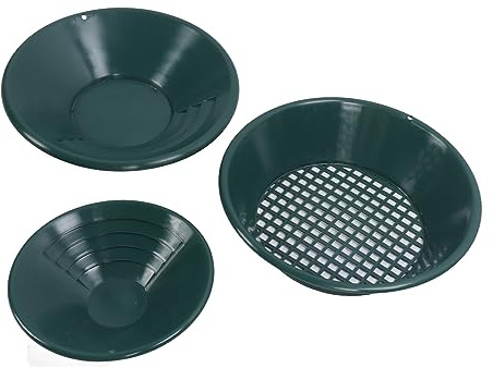 Gold Searching Pan,3Pcs Gold Panning Pan Gold Panning Pan Abs Plastic Gold Washing Pan Kit Hand Operated Round Gold Dredging Prospecting Toolsgold Panning Kit