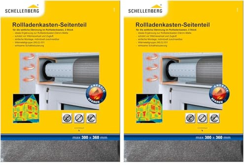 Schellenberg 66272 Rolladenisolierung Rollladenkastendämmung 2 Seitenteile 30 x 36 cm/ 15 mm, zur Isolierung an den Wellenenden (Packung mit 2)