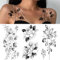 Temporäre Tattoos Schwarz, 3 Blätter Lange Blumen Rebenblätter Pflanze Tattoo für Frauen, 3D Rose Klebetattoos Erwachsene, Wasserfest Tattoo Aufkleber Arm & Taille & Fuß, Persönlichkeit Fake Tattoos