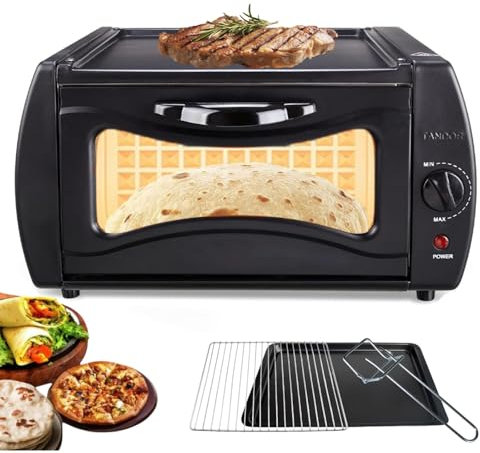 Tandoor Oven Pizza Maker - Electric Indoor 15L Countertop Oven with Temperature Control for Chapati, Roti, Naan Bread - Mini Pizza Oven with Clamp & Disk