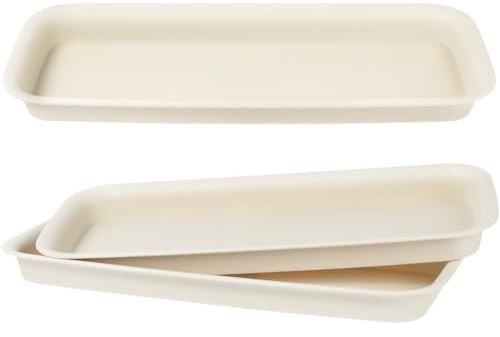 VANZACK 3 Pack Rectangular Plant Pot Trays 13.19 X 5.51 X 1.06 in Waterproof Flowerpot Bottom Trays Potted Plant Drip Tray Base for Indoor Outdoor Gardening Windowsill Succulent Planter