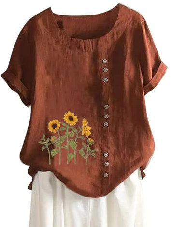 Tops Donna Corto Offerta Camicia di Lino da Donna Maglia Rosa Maniche Lunghe Blusa Elegante Curvy XXXL Bluse T Shirts Morbida Magliette Bianche Corte Lavoro Fluo Cotone T Shirts Elasticizzato