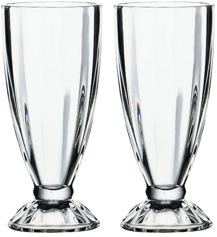Hperu 2pcs Milkshake Verres de 380 ML (3x7 Pouces), Tasses Transparentes résistantes à la température pour Les Shakes, Le Parfait et la crème glacée, Conception de Base Stable
