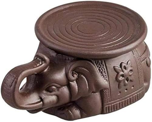 Zisha Lila Ton Tee Haustier – Handgefertigter Yixing Elefanten-Teekannenhalter, Kung Fu Keramik Teekannenunterlage, Teetablett-Dekor for Gongfu-Teeservice (lila, 11,9 cm)(Purple)