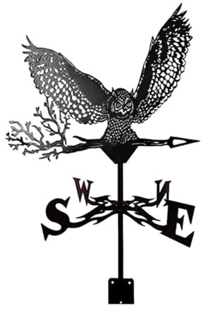 Ronyme Veleta de Metal con Escultura de Viento, decoración, indicador de dirección del Viento, Veleta de búho para Parque, Techo, cobertizo, cenador Exterior