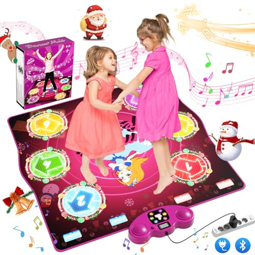 Dance Mat for Girls Kids, Gifts for Girls 3 4 5 6 7 8 9 10+ Year Old, Light Up Music Dance Pad with Bluetooth, 6 Game Modes, 3 Challenge Levels&Adjustable Volume, Toys Games Christmas Birthday Gifts