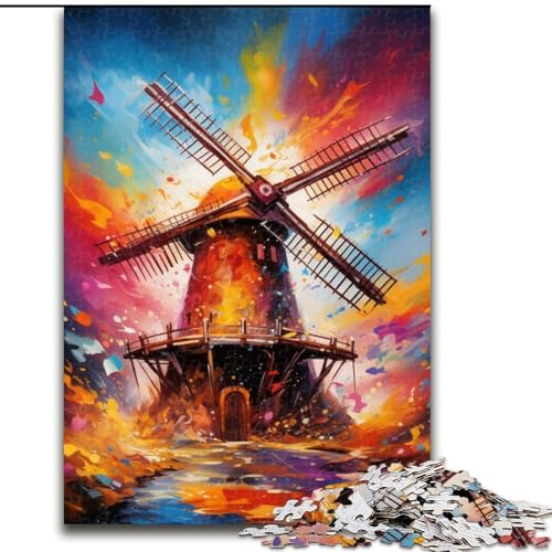 1000-teiliges Puzzle „Windmühle“ aus Holz, Größe 50x75cm, Teenager, Paare und Freunde zum Geburtstag, zu Weihnachten