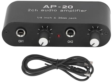 Jeanoko Doppelkanal -Soundverstärker Audiovorverstärker Mic Instrument AMP mit Ausgeglichenem Eingang 0 Bis 20 DB Verstärkung DC5V Bis 12 V für Mikrofone Instrumente Musiksignale