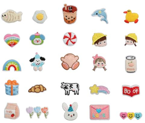 25 Stück Kinder Aufbügeln Patches Aufnäher Stickerei Aufnäher oder Bügeln für Kleidung (Jeans, Kappen, T-Shirts), DIY Personalisierung