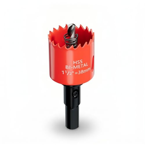 1.5 Inch Hole Saw, 1 1/2 Hole Saw, M42 HSS Bi-Metal Hole Cutter, Triangular Shank Hole Saw Drill Bit with Spring for Wood, Plywood, Plastic, Gypsum Board, Various Thin Metal Sheet