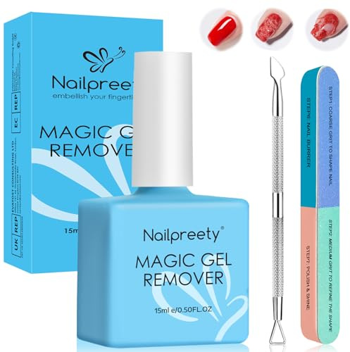 15ml Remover Semipermanente Unghie,Magic Solvente,Rimuovi Smalto,Facile da usare,per una rimozione rapida e semplice a casa con spingicuticole per unghie,Blu