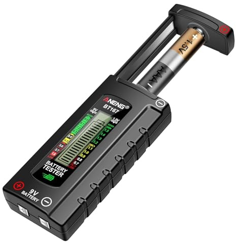 VOBOR Digitaler Batterietester für Alle Batterien, Universal Universal Batterie Tester mit LCD Anzeige, Batterie Messgerät für AAA, AA, C, D, 9V & 1,5V Knopfzellen