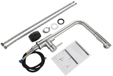 Grifo para Fregadero de | Extraíble De Acero Inoxidable Con Mando Único Y Rociador - Grifo para Lavadero - Para Baño Cocina Residencial Lavandería Restaurante Bar Exterior Camping