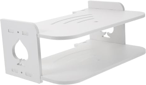 TINEASUR Router Shelf Wireless Router Stand 35x20x5inch High-density Wood Wall Mounted with Heat Dissipation Vents White for Bedroom and Living Room Wall Display Shelf
