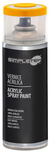 SIMPLETEK - Bomboletta Vernice Spray Acrilico Giallo Limone RAL 1028 Colore Brillante Universale Multimateriale Interni Esterni 400ml (1 pezzo)