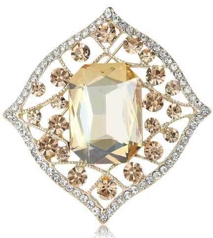 Alloy Medium Glass Brooch Vintage Women'S Corsage Pin, Champagne