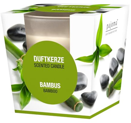 pajoma® Duftkerze, Bambus - im satinierten Glas | 120g Wachsgewicht, Brenndauer: 25 Stunden, in edler Geschenkverpackung | Premium Qualität