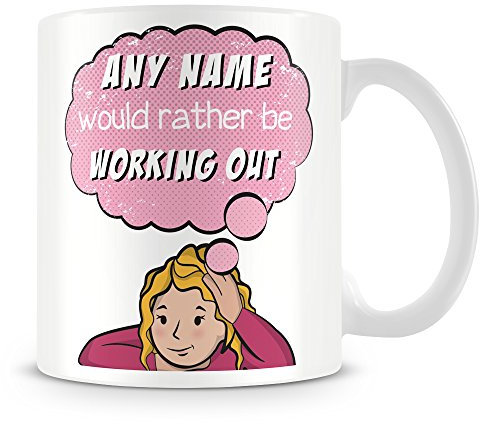 I'd Rather Be Working Out Personalised Mug/Cup - Customise with Name - Pink