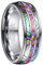 NUNCAD Bague Homme en Carbure de Tungstène, Anneau Colorée avec Coquille et Opale,8 mm, Alliance de Mariage Unique Rose Taille 56(17.8)