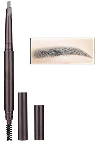 Augenbrauenstift mit zwei Enden, automatischer Rotationsaugenbrauenstift mit Augenbrauenpinsel Make up Stiften(4# Grau)