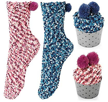 Homealexa 2 Paar Damen Mädchen Socken Kuschelsocken Weiche Warme Haussocken Flauschige Wintersocken für Frauen