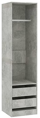 vidaXL Kleiderschrank mit 2 Schubladen Kleiderständer Schrank Kleiderstange Garderobenschrank Regal offen Betongrau 50x50x200cm Holzwerkstoff