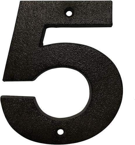 House Number 5 - Black Cast Iron Door Numbers for Your Front Door, Gate, Wall or House.