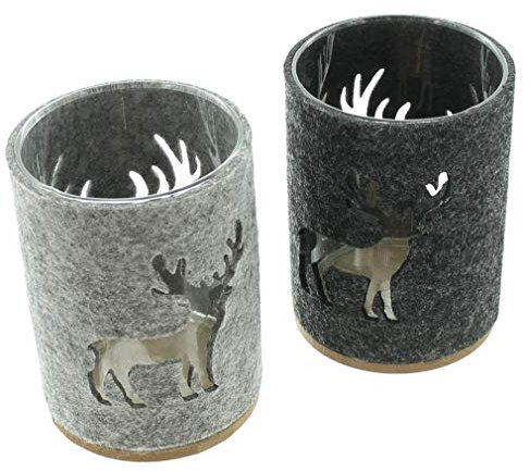 Windlicht Hirsch, im 2er Set, Winter, Herbst, Deko, Tiermoriv, ALM