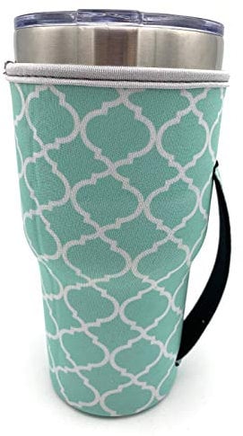 KOSTOO,Funda de neopreno reutilizable para taza de café helado con aislamiento de neopreno, Trenta Starbucks, Donuts grandes Dunkin (solo mangas de taza) Linterna Verde
